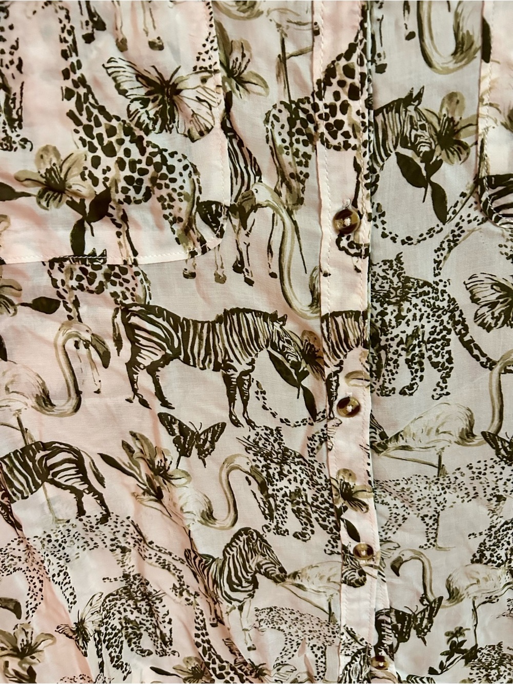 NWT Romy Shirt by Pilcro Anthropologie with Zebras Safari Size Large - Picture 4 of 5
